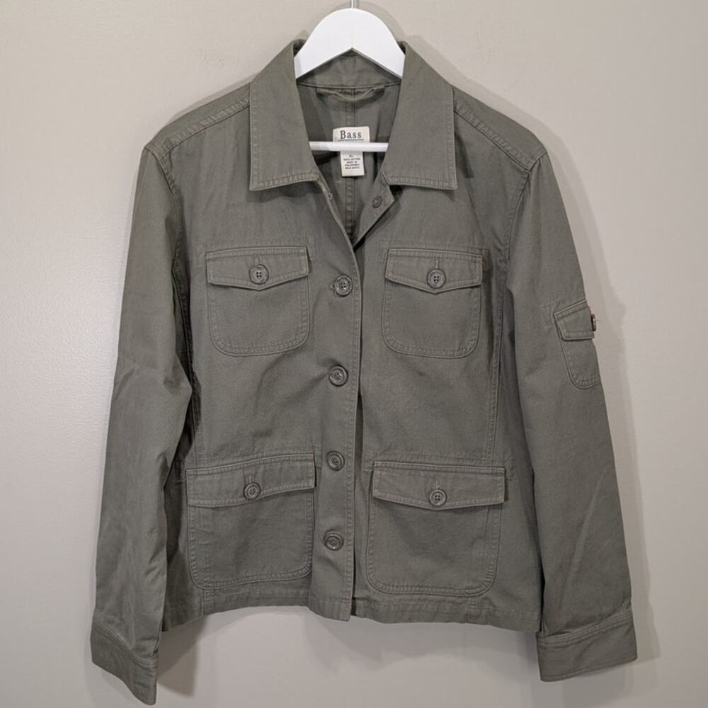 Bass Utility Field Jacket Cotton Army Green Safari Cottage Lagenlook GorpCore XL